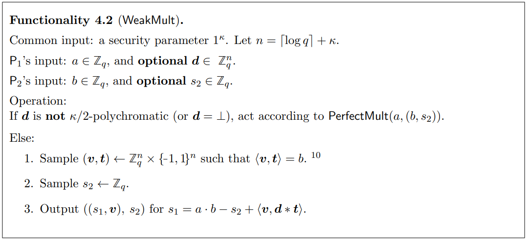 Weak Multiplication Functionality