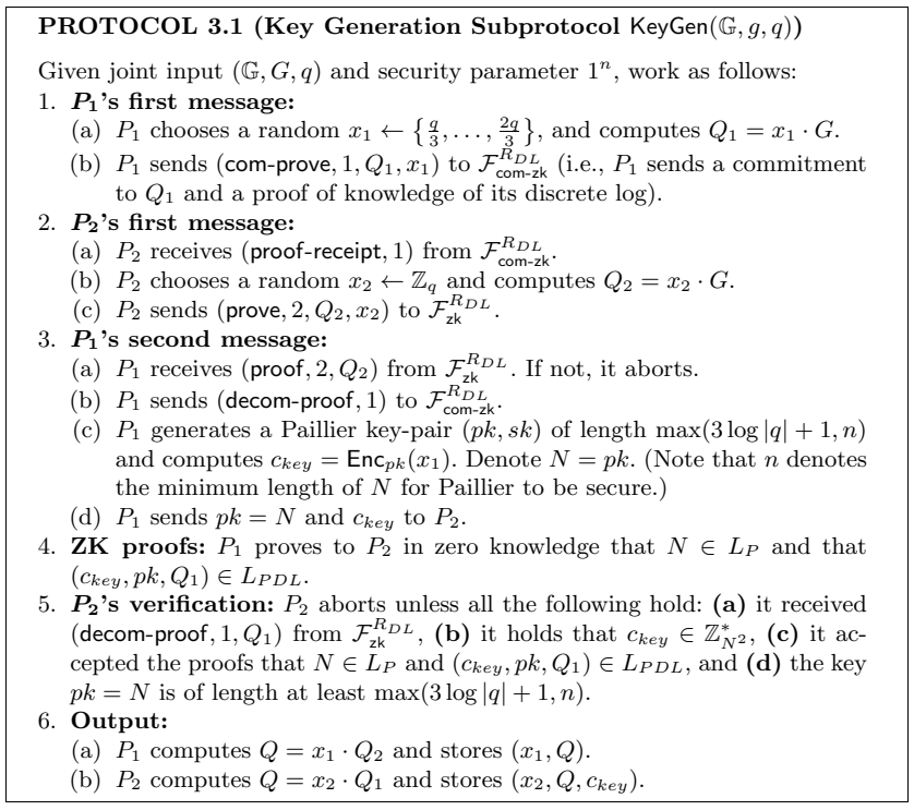Key generation protocol